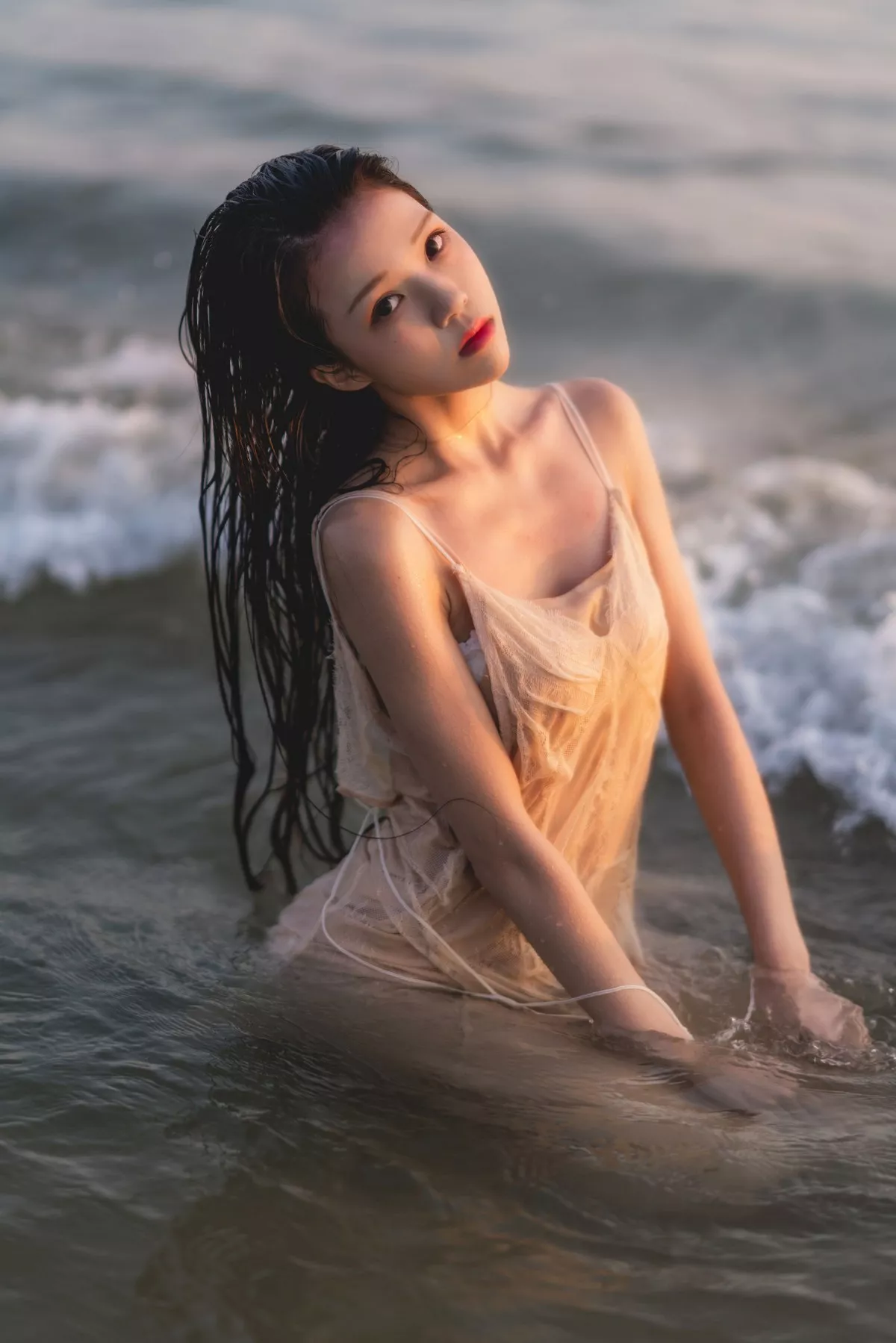 Xgyw.Org_COS福利桜桃喵潮汐主题沙滩海边薄纱连身裙湿身秀完美身材迷人写真33P