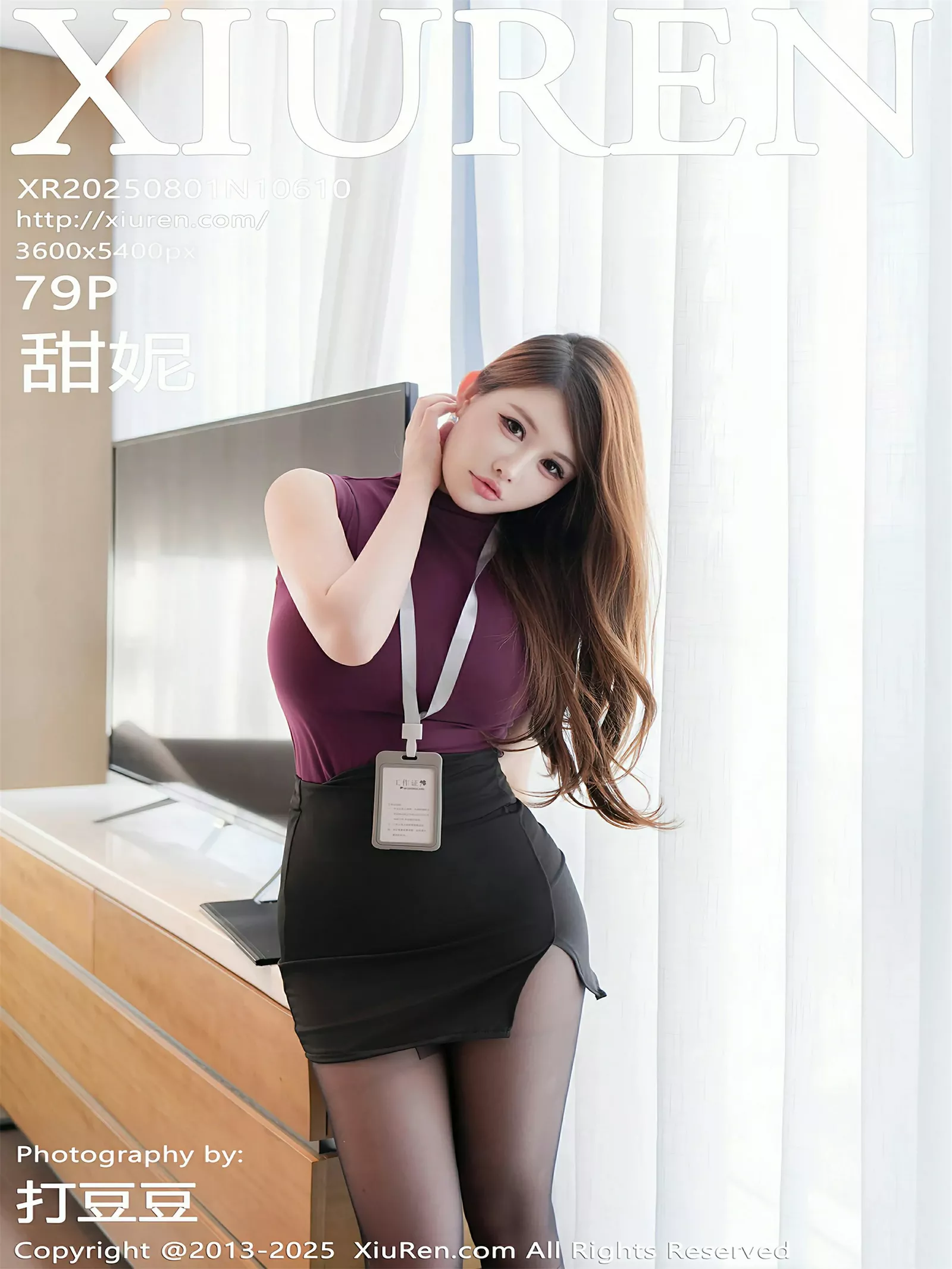 Xgyw.Org_[XiuRen秀人网]No.10610_模特甜妮性感OL角色扮演紫色上衣配超薄黑丝秀丰满身材诱惑写真79P
