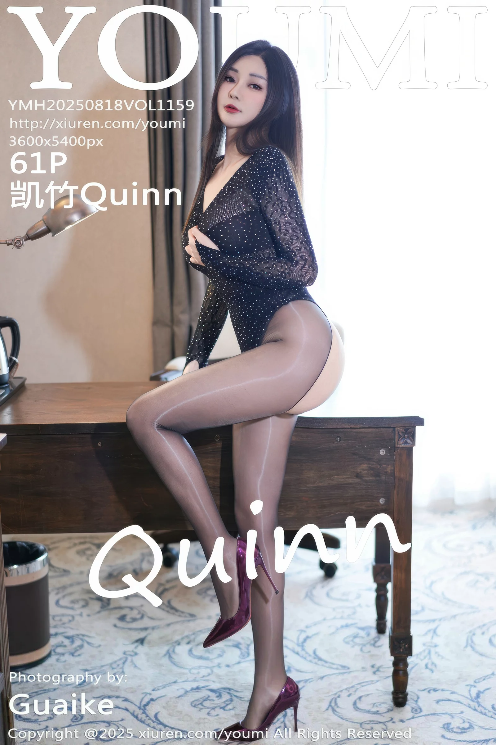 Xgyw.Org_[YouMi尤蜜荟]Vol.1159_模特凯竹Quinn性感黑色情趣内衣配开档黑丝秀丰腴身姿诱惑写真61P