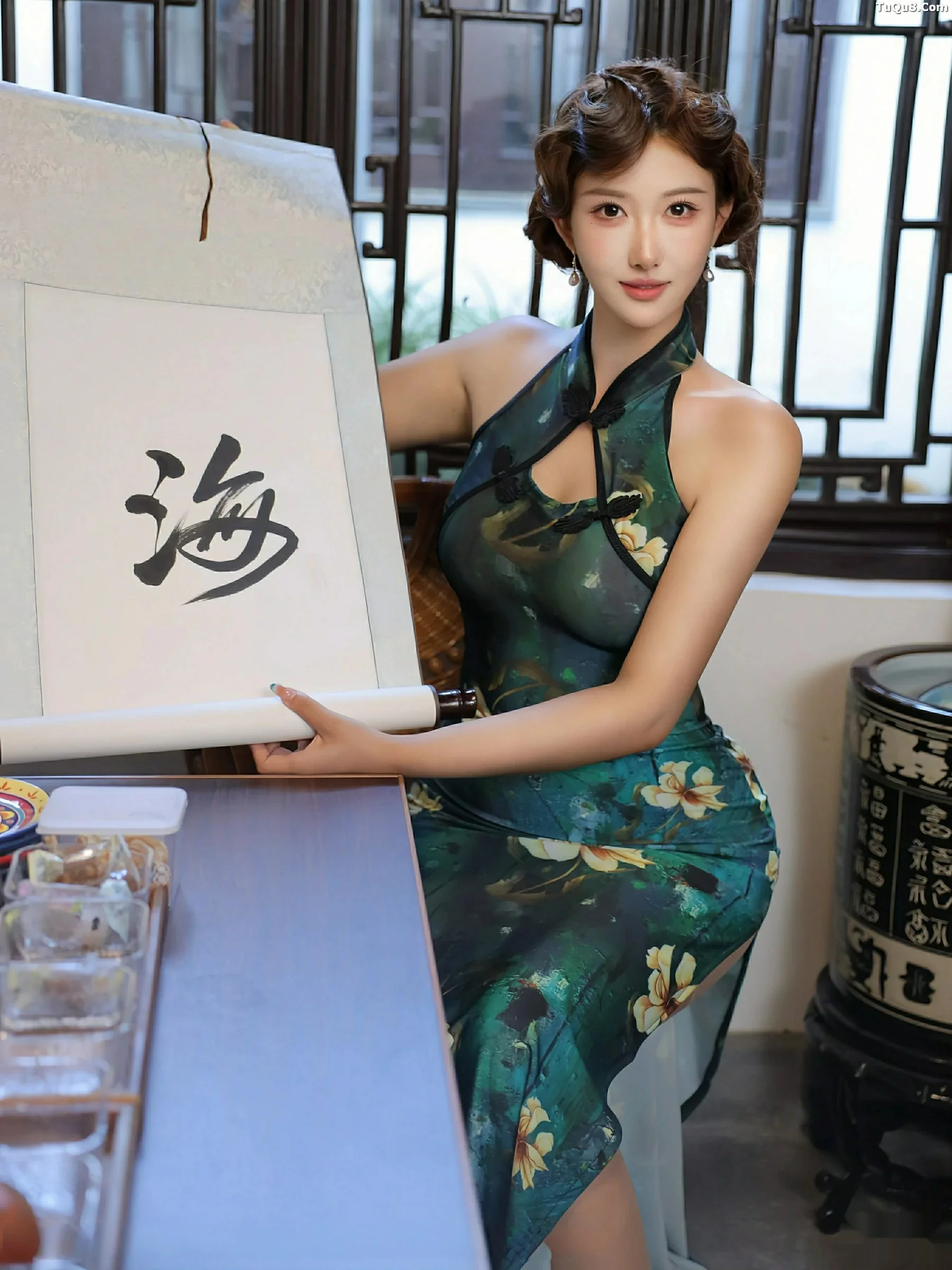 Xgyw.Org_[XiuRen秀人网]No.10815_模特金允希Yuki性感绿色旗袍配超薄肉丝秀丰腴身材迷人诱惑写真78P