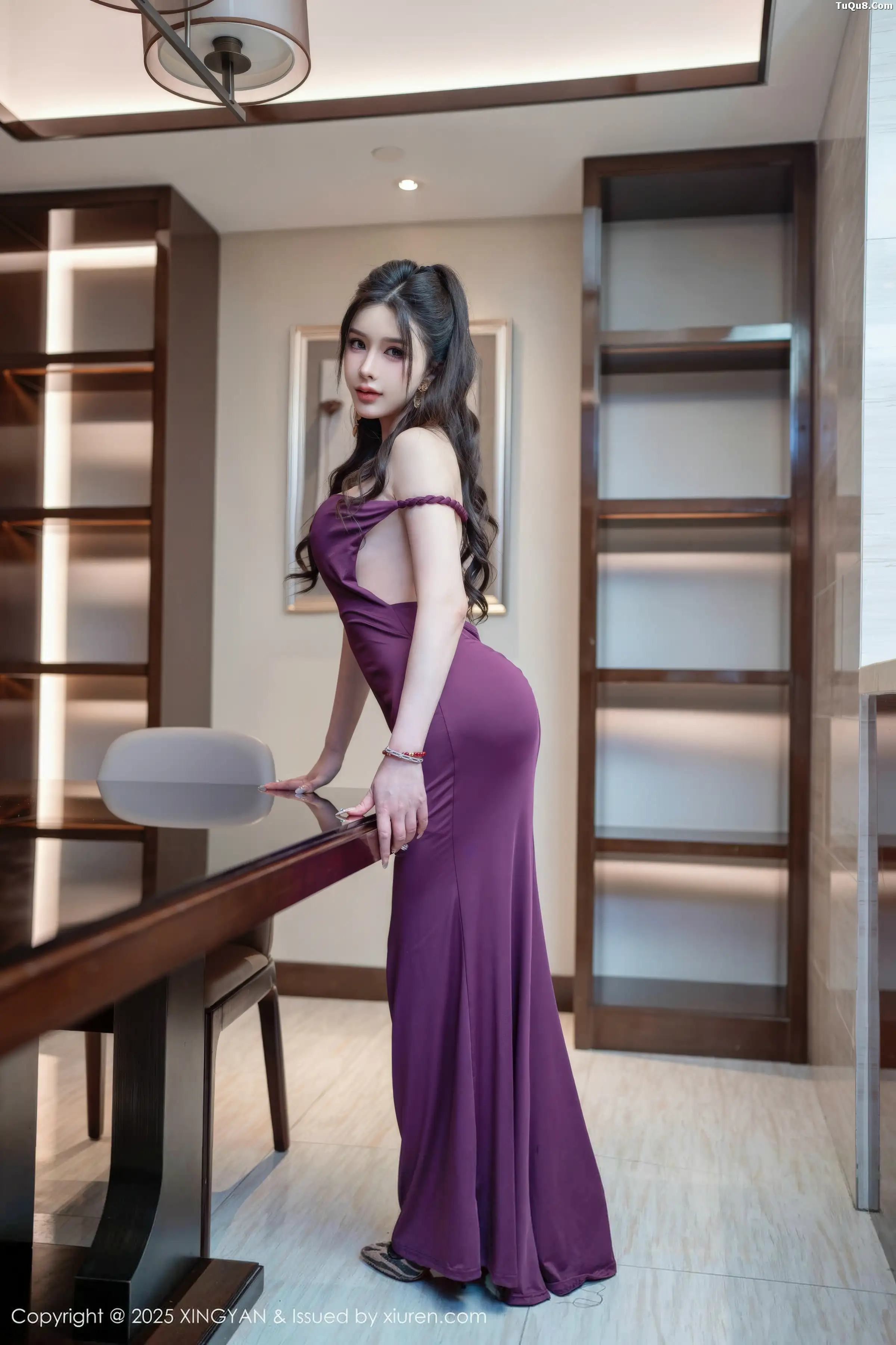 Xgyw.Org_[XINGYAN星颜社]VOL.436_女神李丽莎性感紫色连衣裙配黑丝吊袜秀完美身材撩人诱惑写真75P