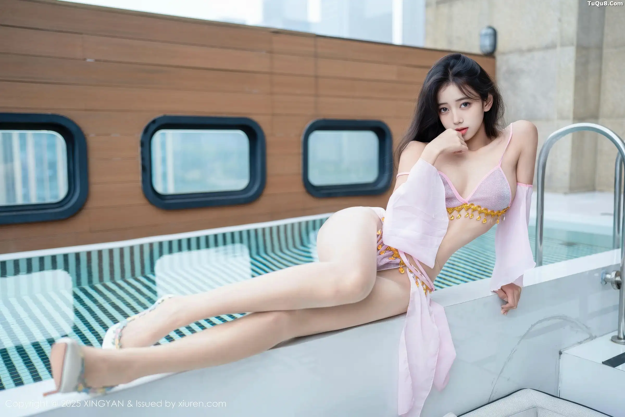 Xgyw.Org_[XINGYAN星颜社]VOL.430_模特时安安泳池性感紫色泳衣配超薄肉丝秀柔美身姿诱惑写真81P