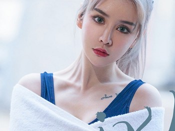 [Ugirls爱尤物]No.2443_模特青树私房性感深蓝色连体泳装秀完美身材迷人诱惑写真35P