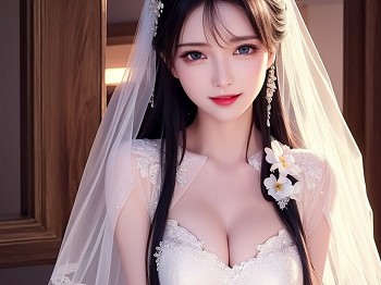 AI美图034期新娘婚纱主题性感白色低胸婚纱裙秀完美身材写真及下载116P