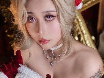 萌妹奈汐酱nice超小圣诞帽主题私房性感红色圣诞服饰半脱秀惹火身材撩人诱惑写真88P